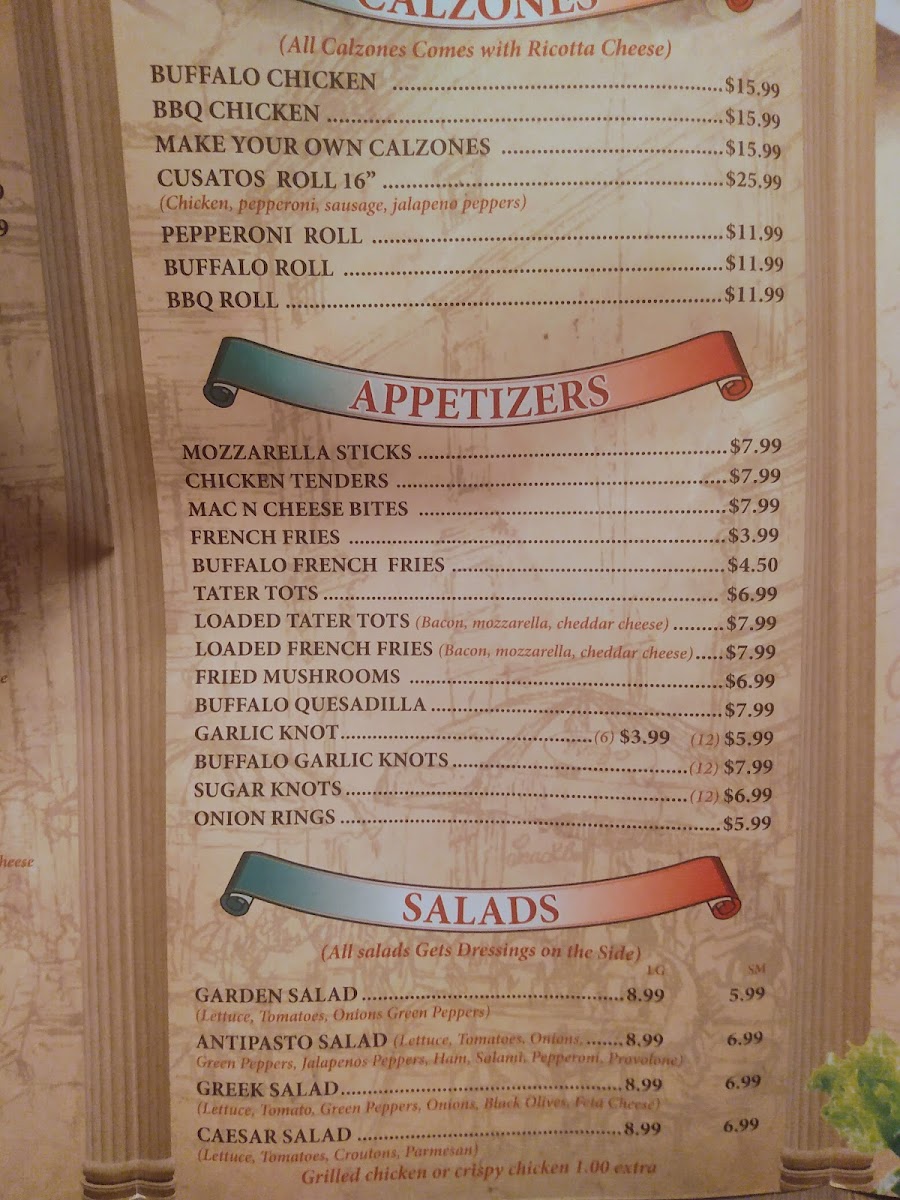 Menu Cusatos Pizzeria And Deli Of Ballston Spa-5